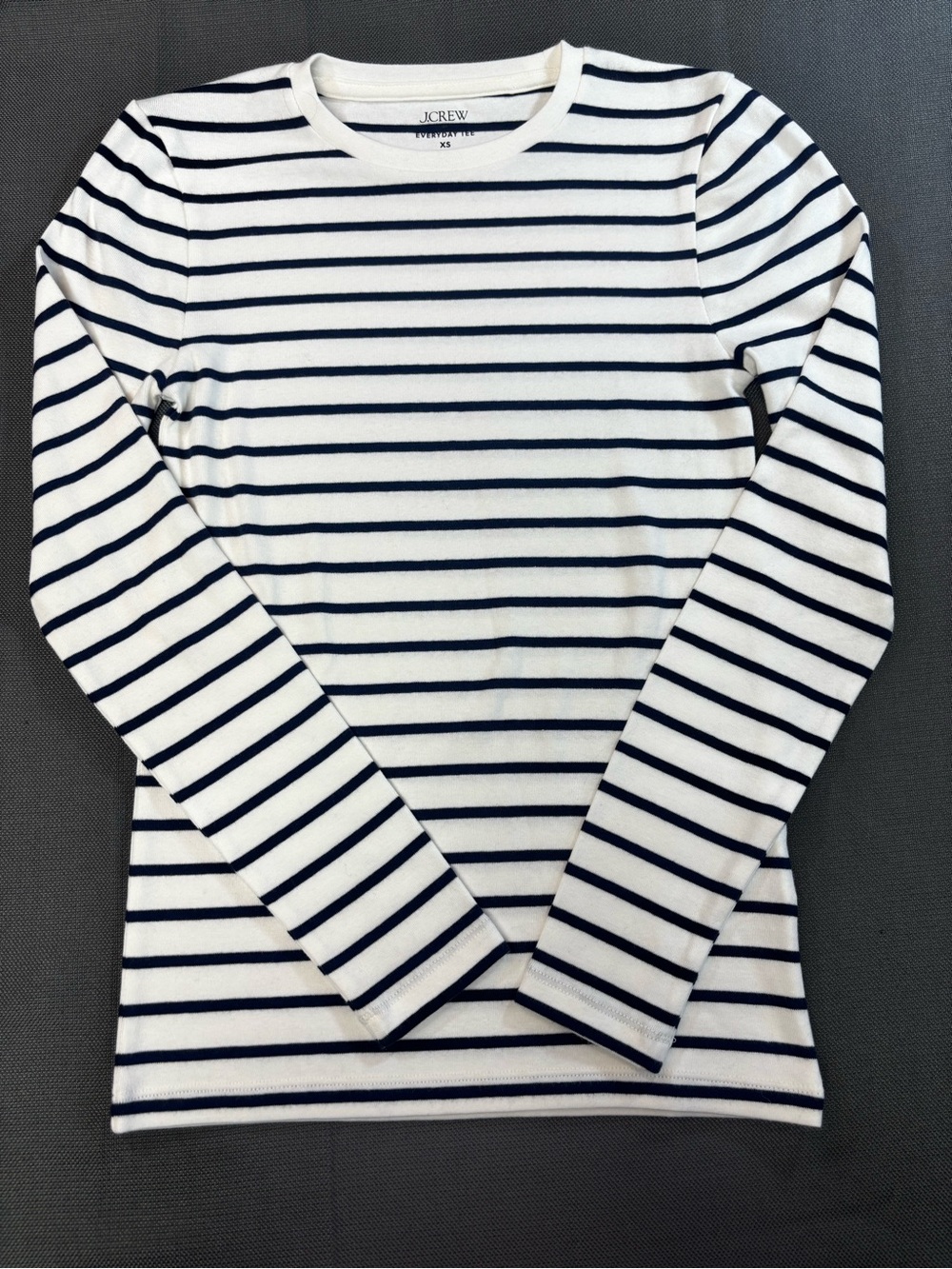 J. Crew women’s Everyday Tee White-Navy Striped L/S size XS soft cotton blend